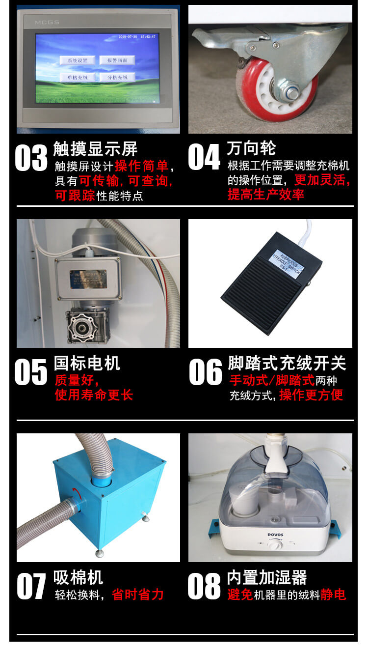 DN-CM2100-4四頭流量充絨充棉一體機產(chǎn)品細節4